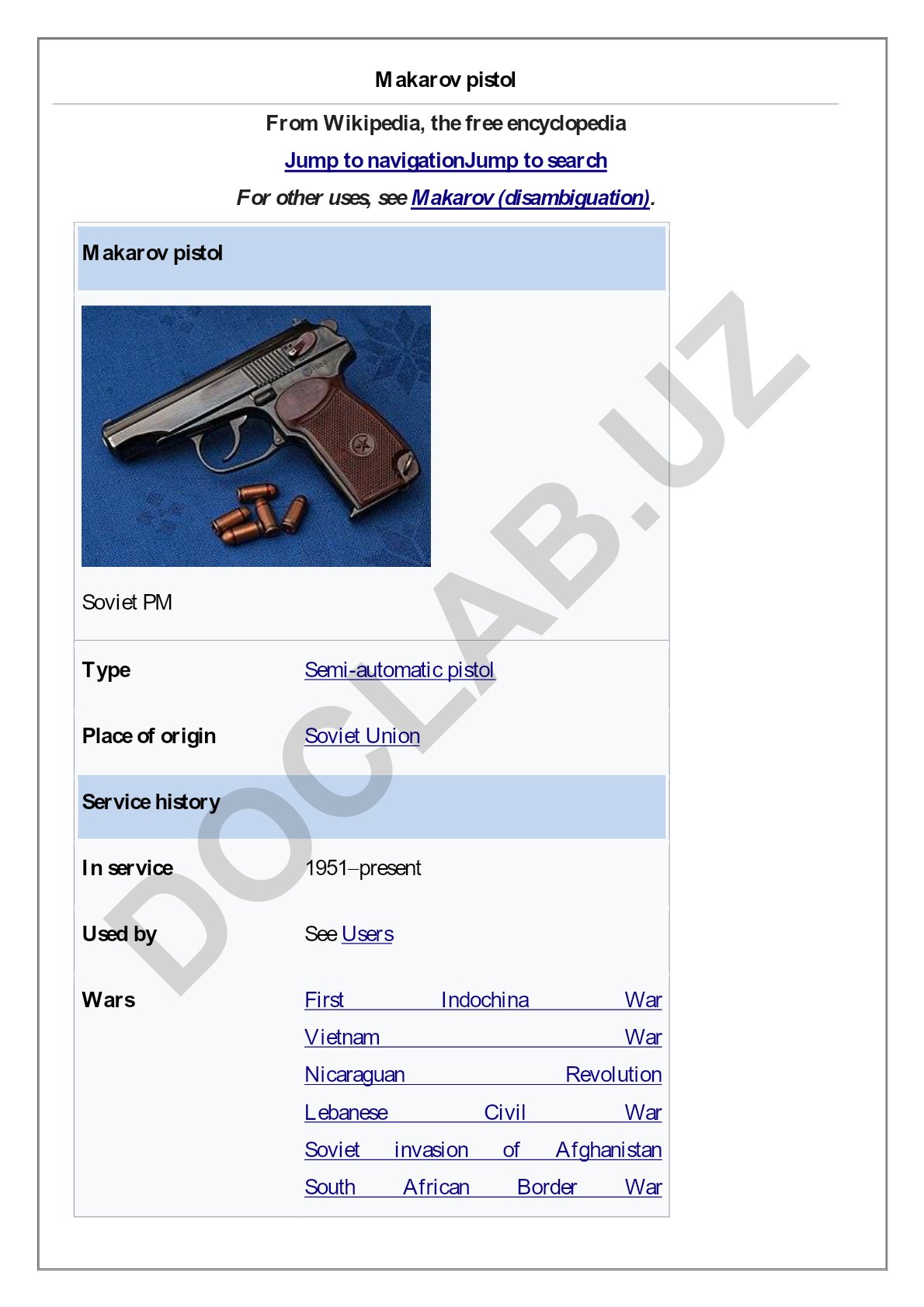 Makarov pistol