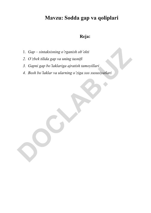 Sodda gap va qoliplari