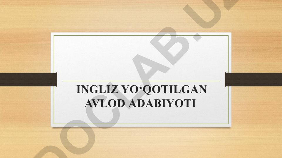 Yo'qotilgan avlod adabiyoti va uning xususiyatlari