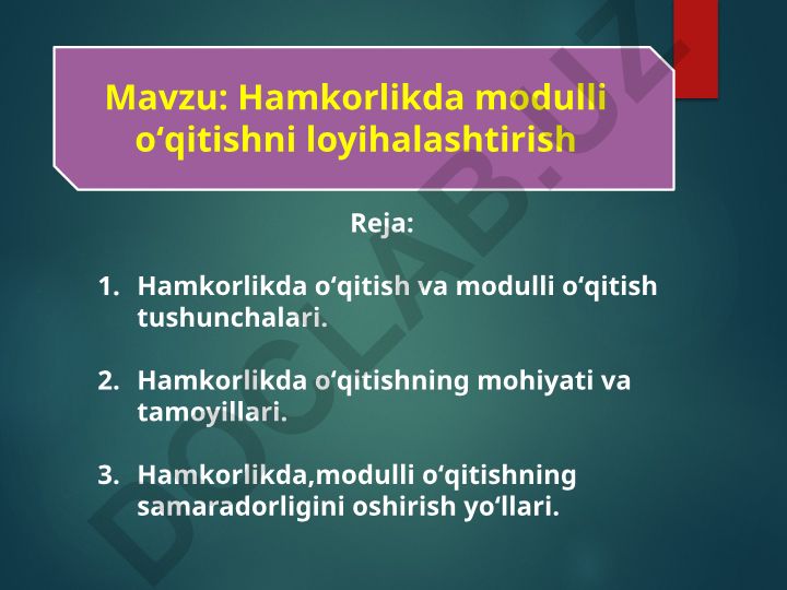 Hamkorlikda modulli oʻqitishni loyihalashtirish