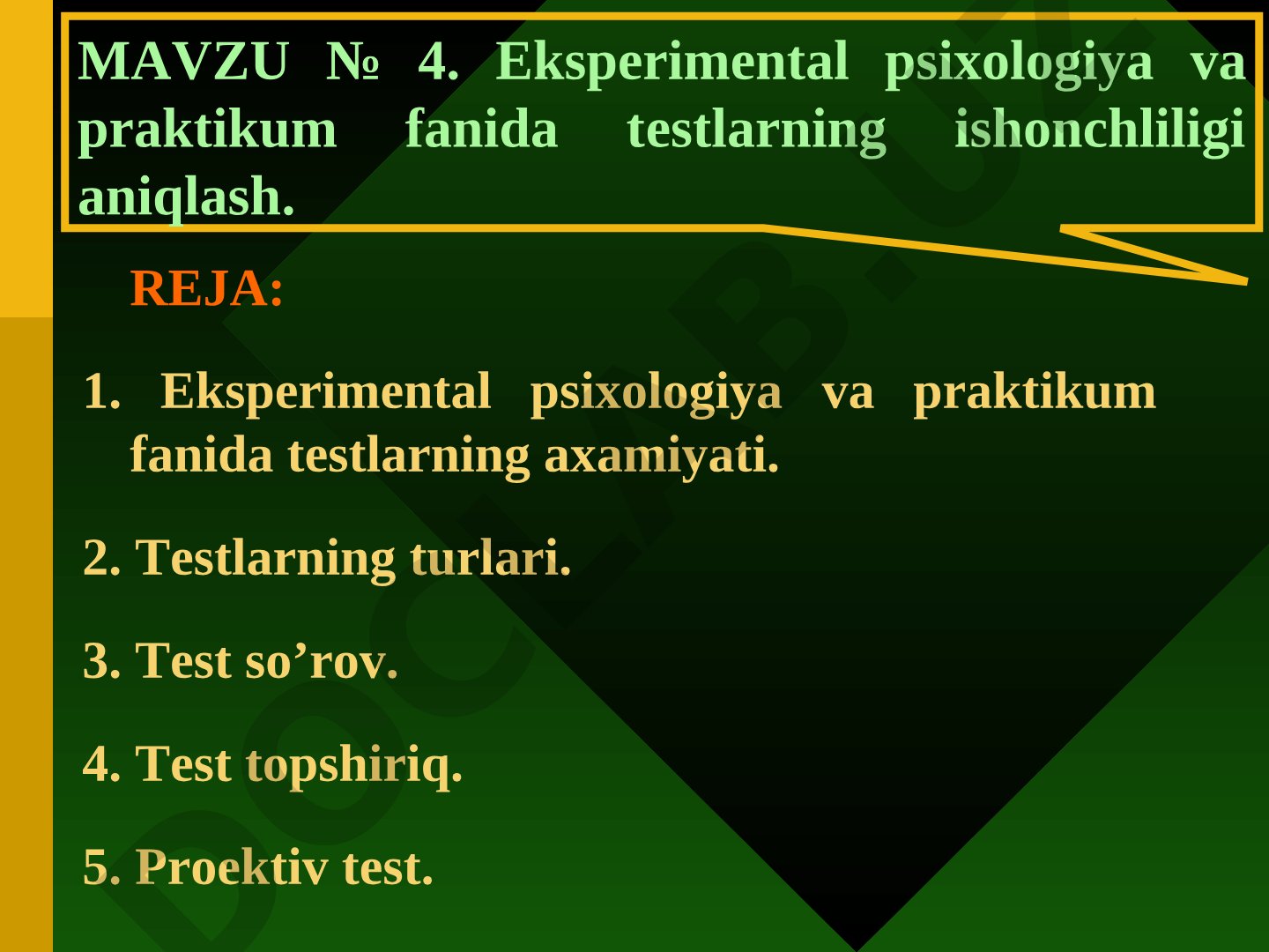 Eksperimental psixologiya va praktikum fanida testlarning ishonchliligi aniqlash
