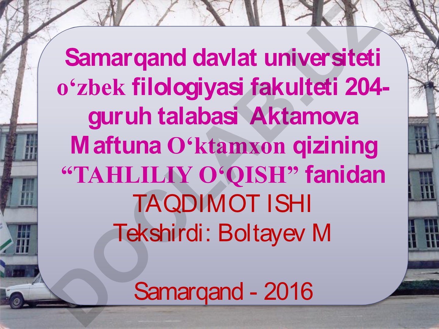 Tog‘ay Murodning “Otamdan qolgan dalalar” romanida Dehqonqul obrazi