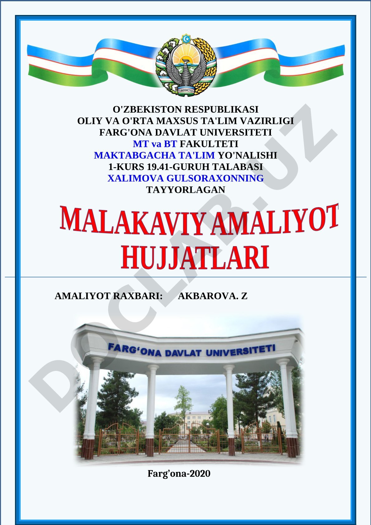 Malakaviy amaliyot hujjatlari