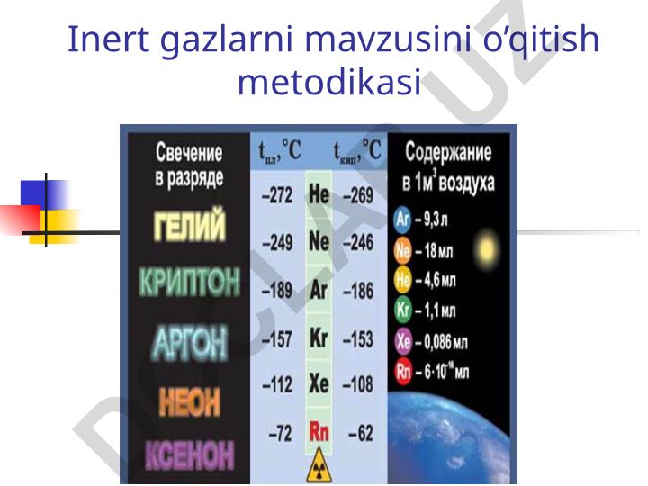 Inert gazlarni o'qitish metodikasi