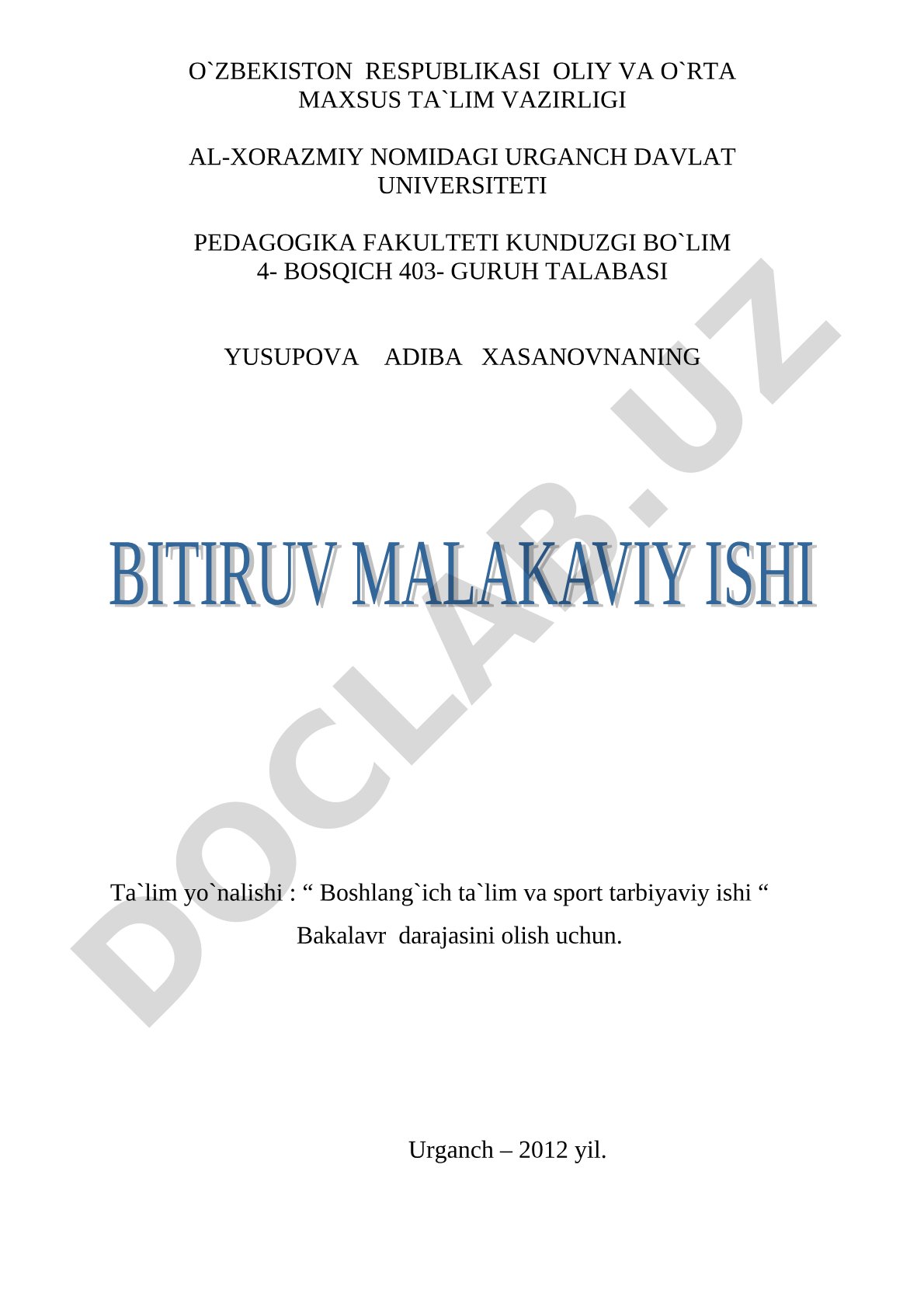 Boshlang'ich sinf o'quvchilarida ekologik tarbiyaga oid tushunchalarni shakllantirishning pedagogik asoslari