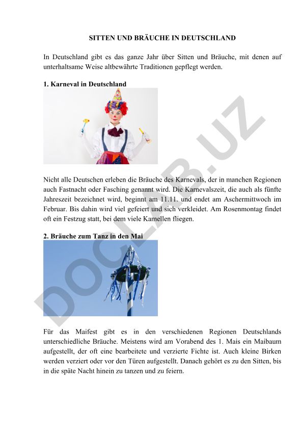 Sitten und Bräuche in Deutschland