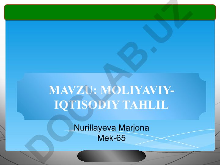 Moliya-iqtisodiy tahlil