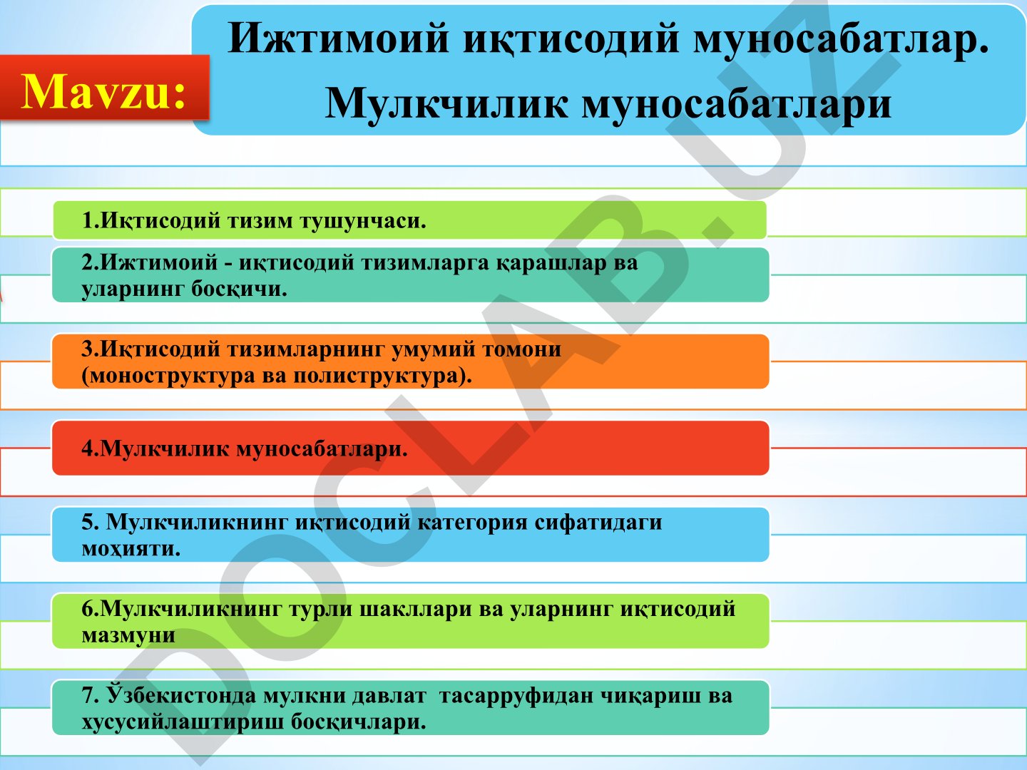 Ижтимоий-иқтисодий тизимлар, мулкчилик муносабатлари ва Ўзбекистонда хусусийлаштириш