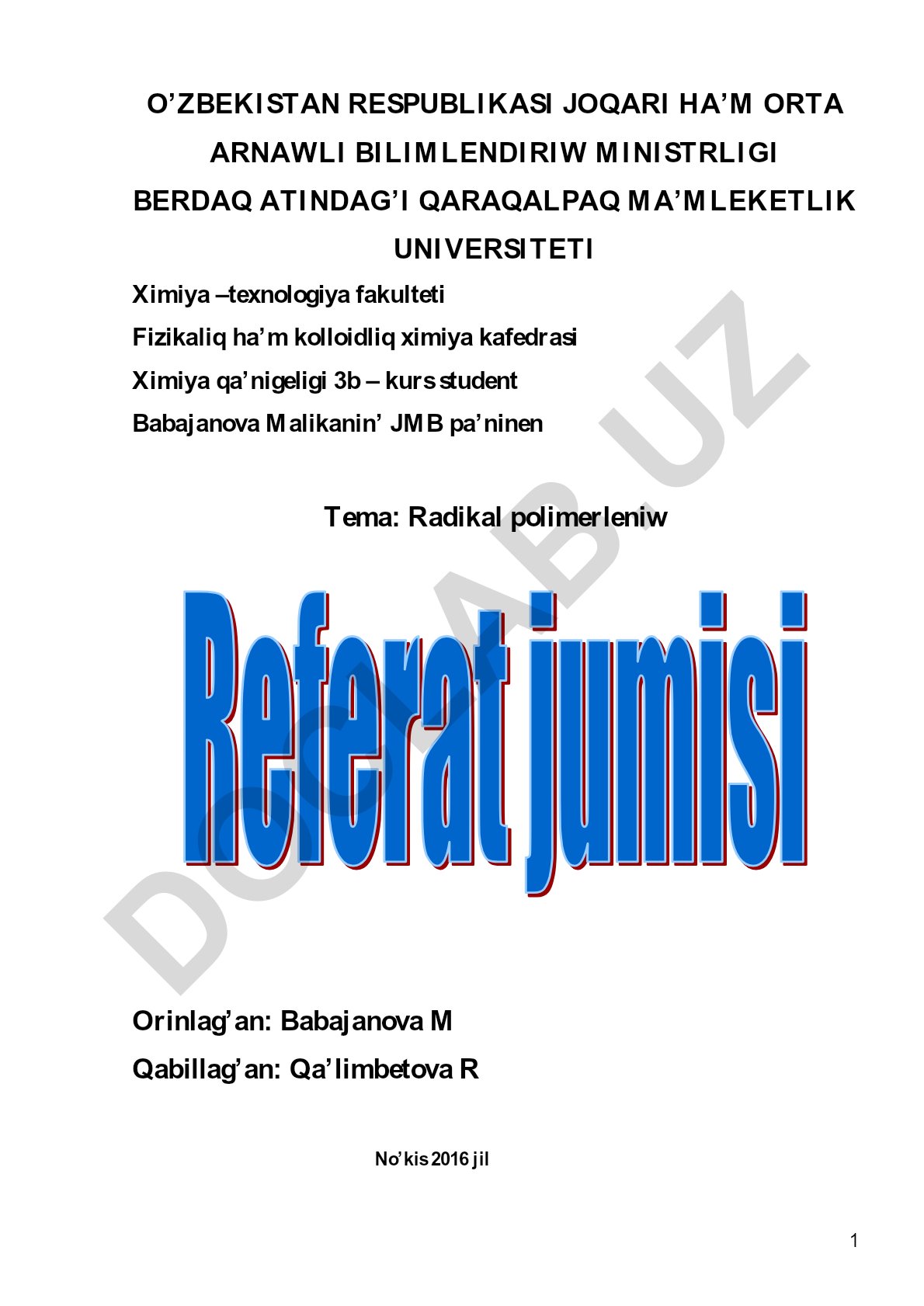 Radikal polimerleniw