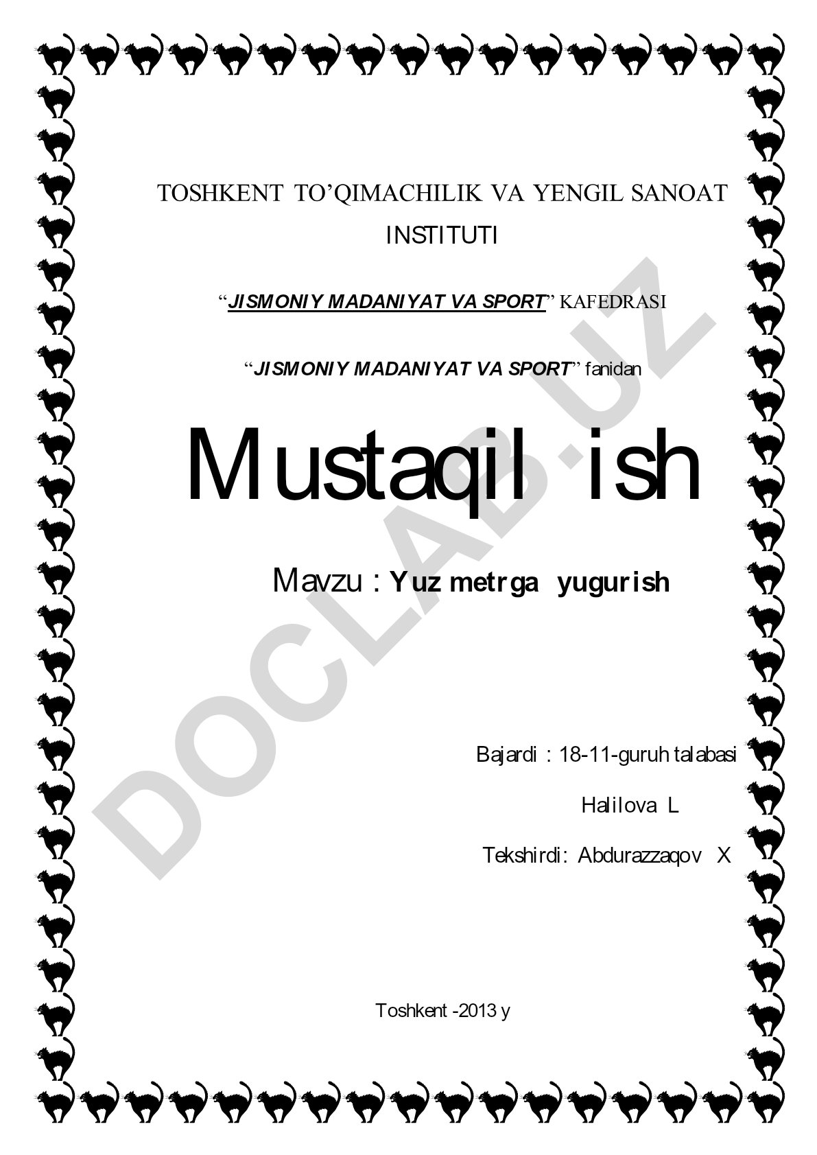 Yuz metrga yugurish