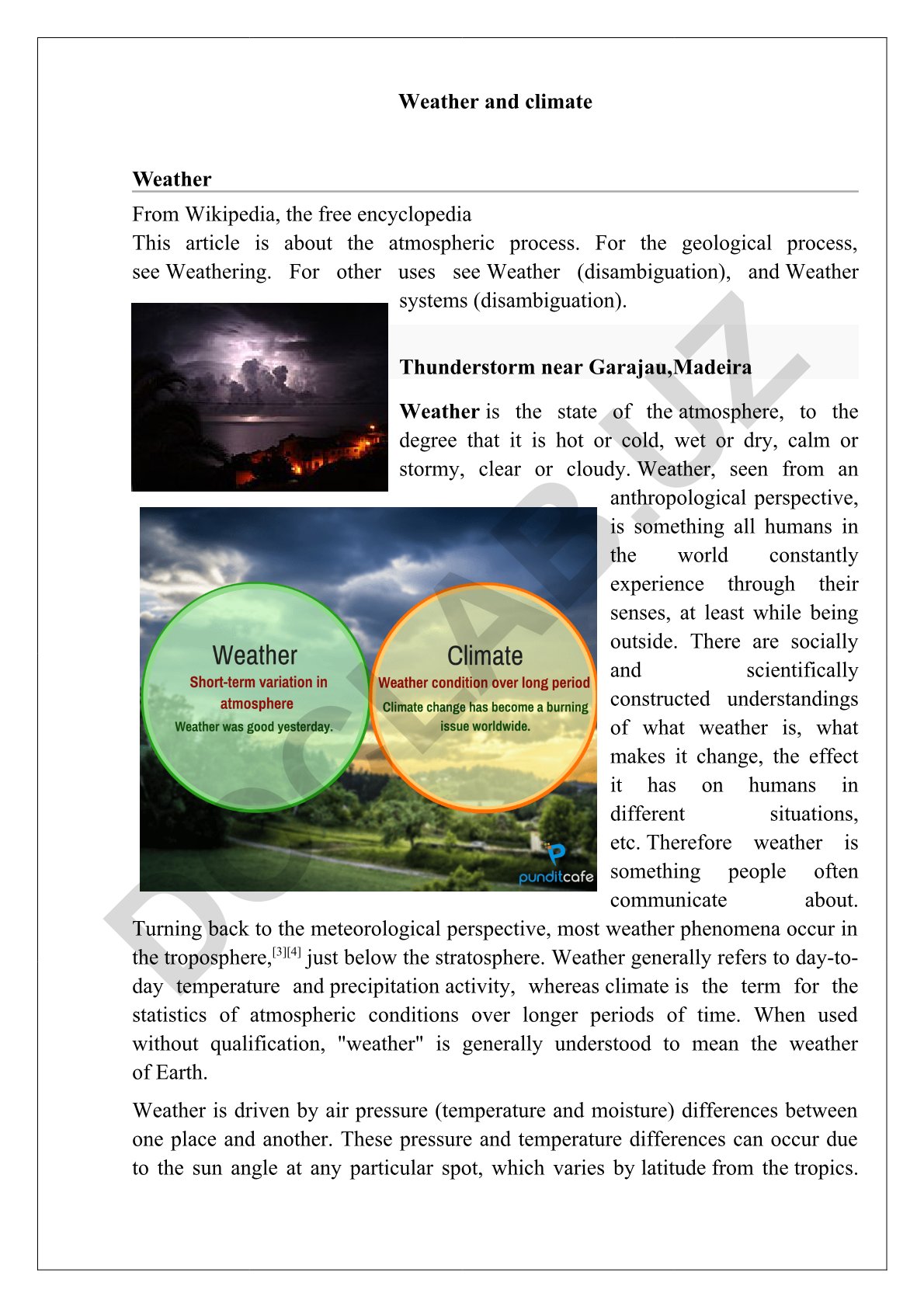 Weather and climate