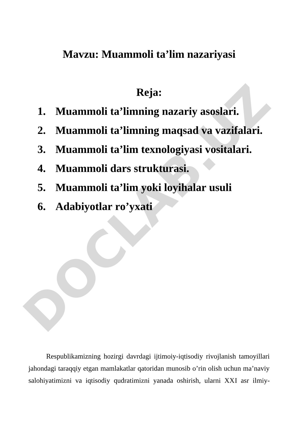 Muammoli ta’lim nazariyasi