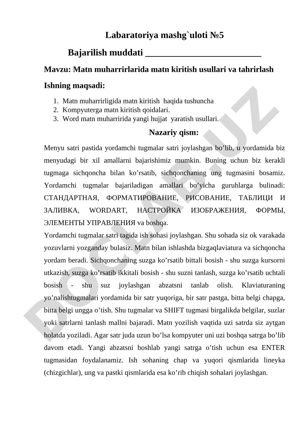 Matn muharrirlarida matn kiritish usullari va tahrirlash