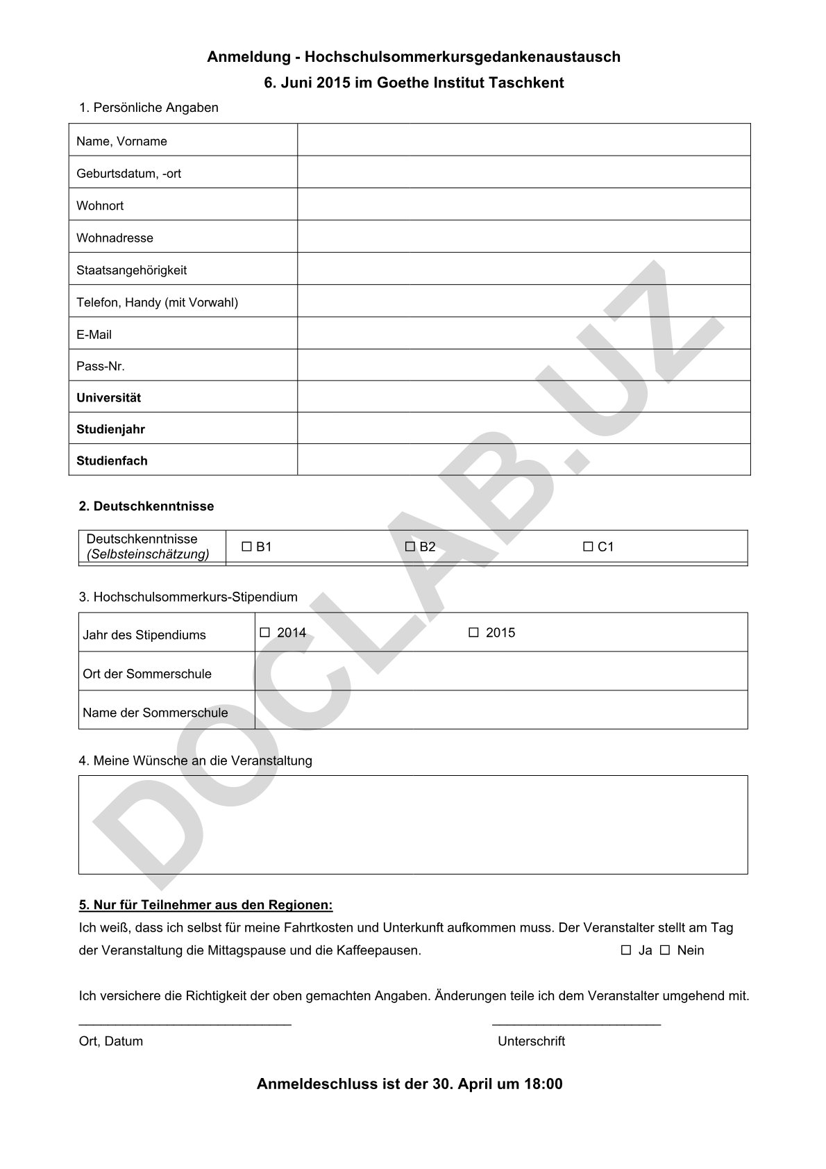 Hochschulsommerkursgedankenaustausch Anmeldung