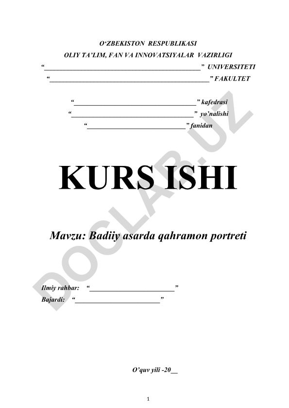 Badiiy asarda qahramon portreti