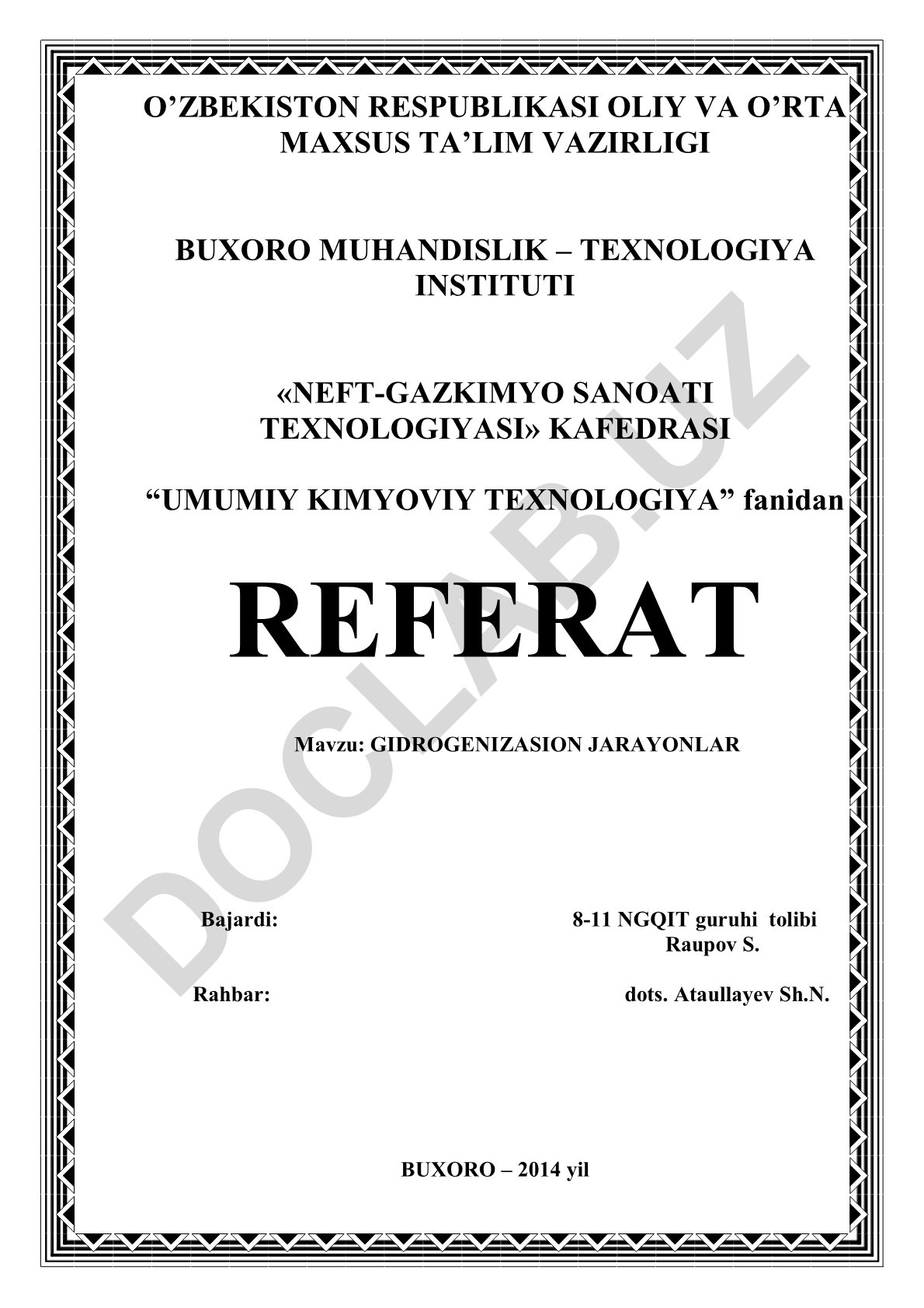 Gidrogenizatsiya jarayonlari