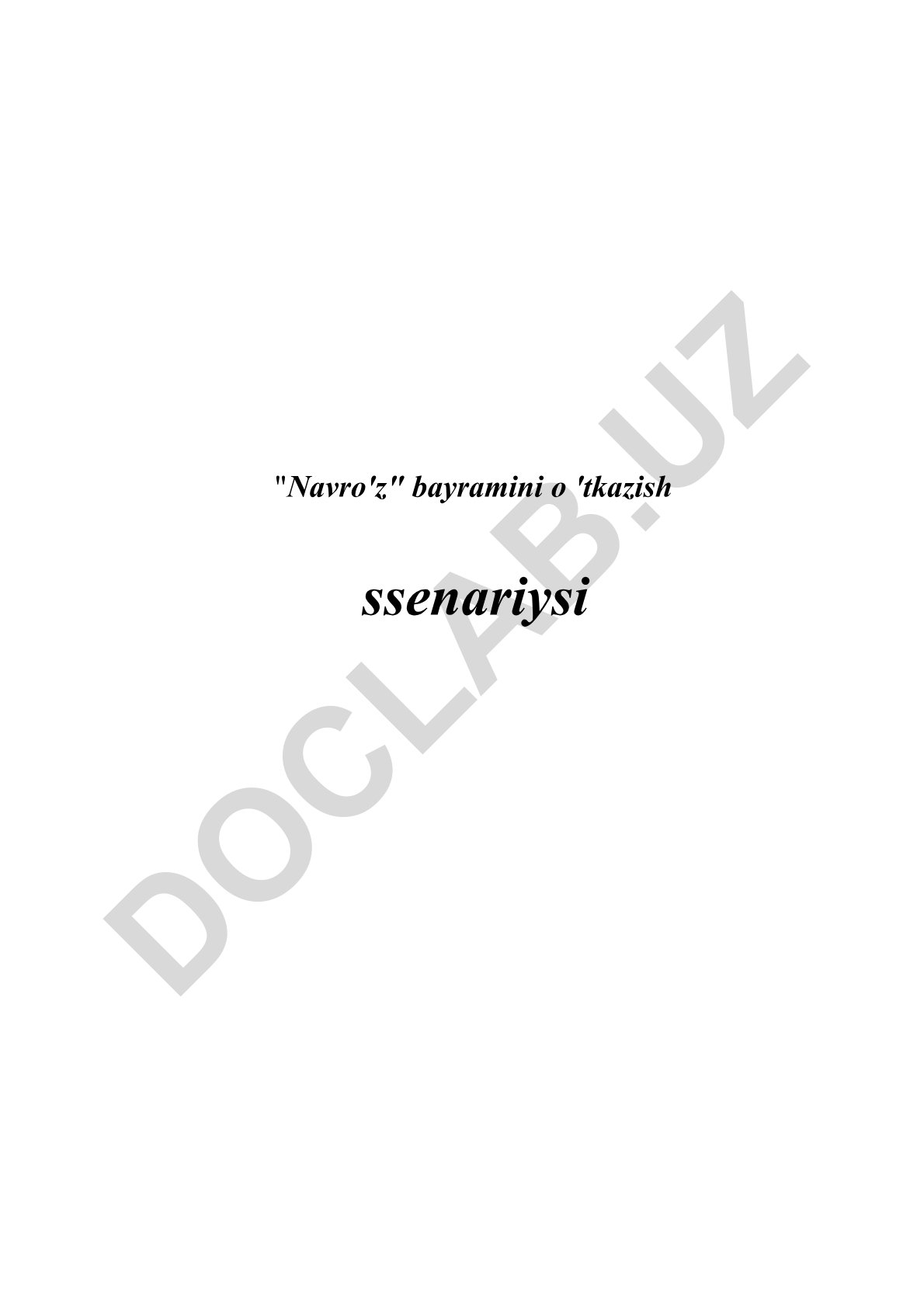 Navro'z bayramini o'tkazish ssenariysi
