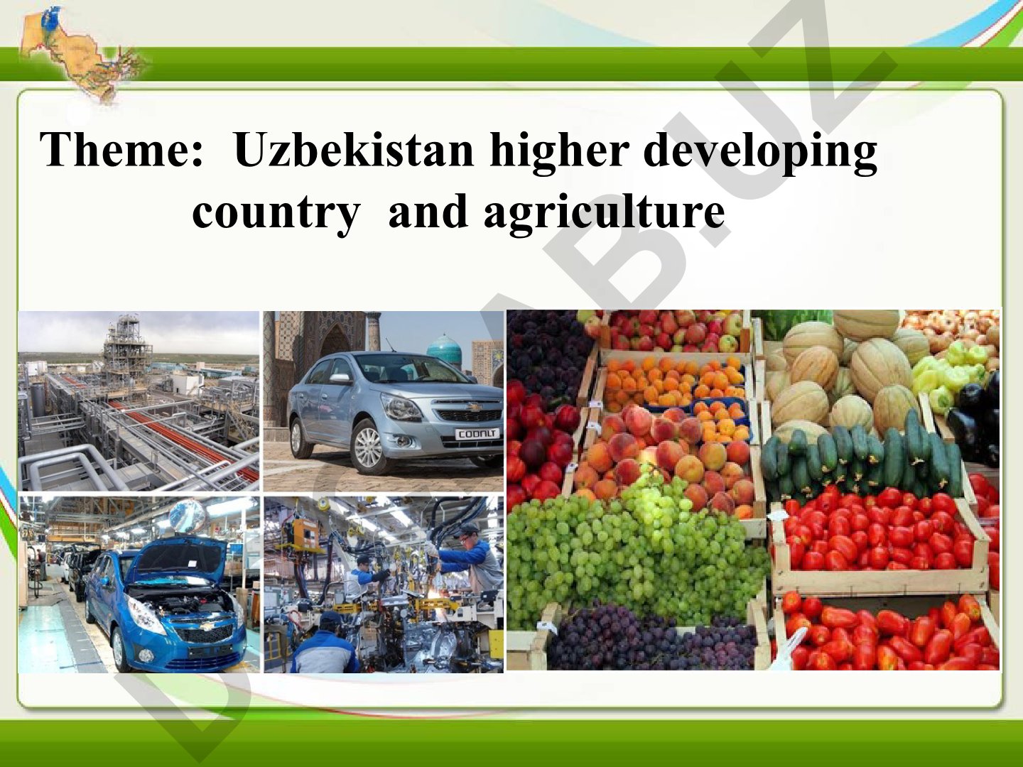 Uzbekistan higher developing country and agriculture