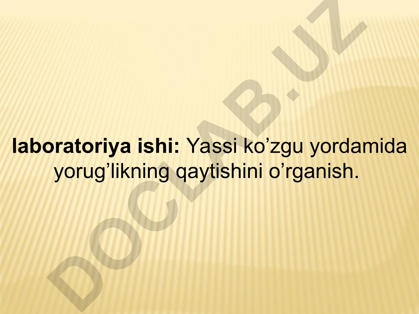 Yassi ko'zgu yordamida yorug'likning qaytishini o'rganish