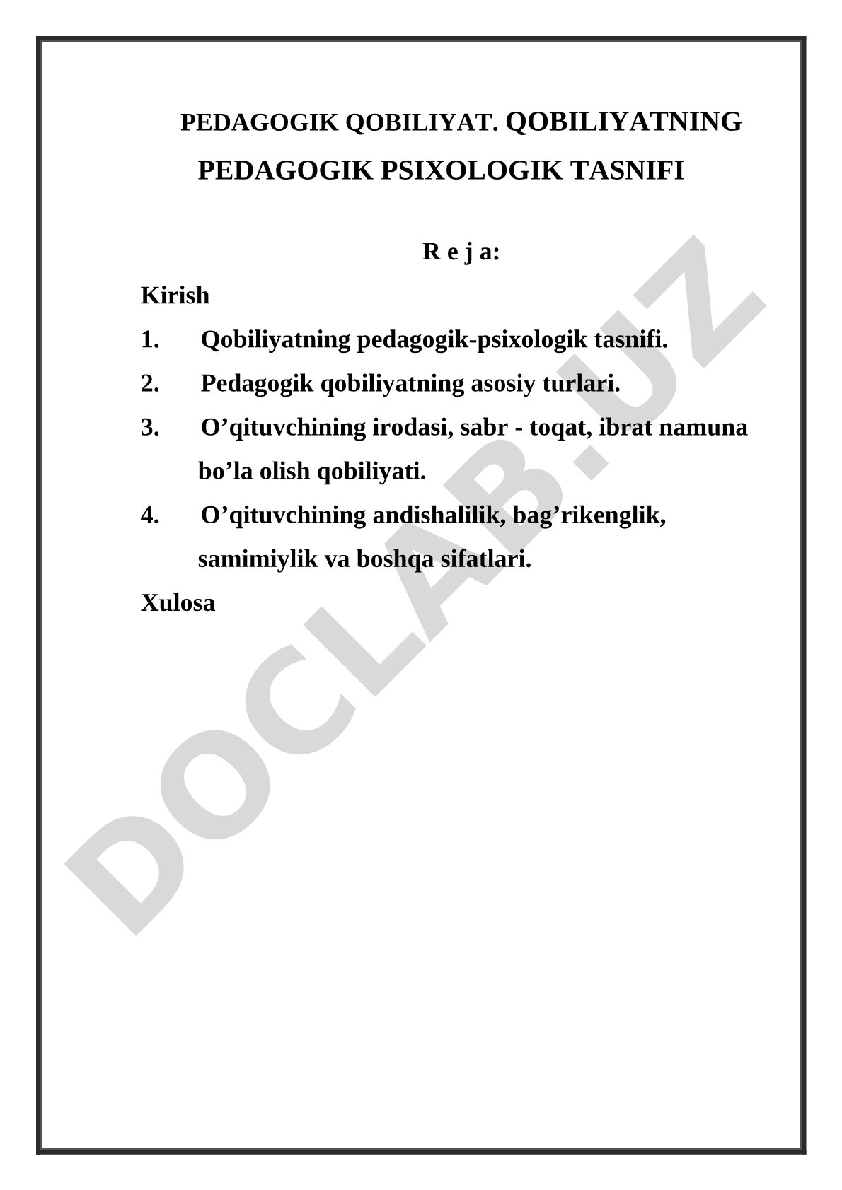 Pedagogik qobiliyat va qobiliyatning pedagogik psixologik tasnifi