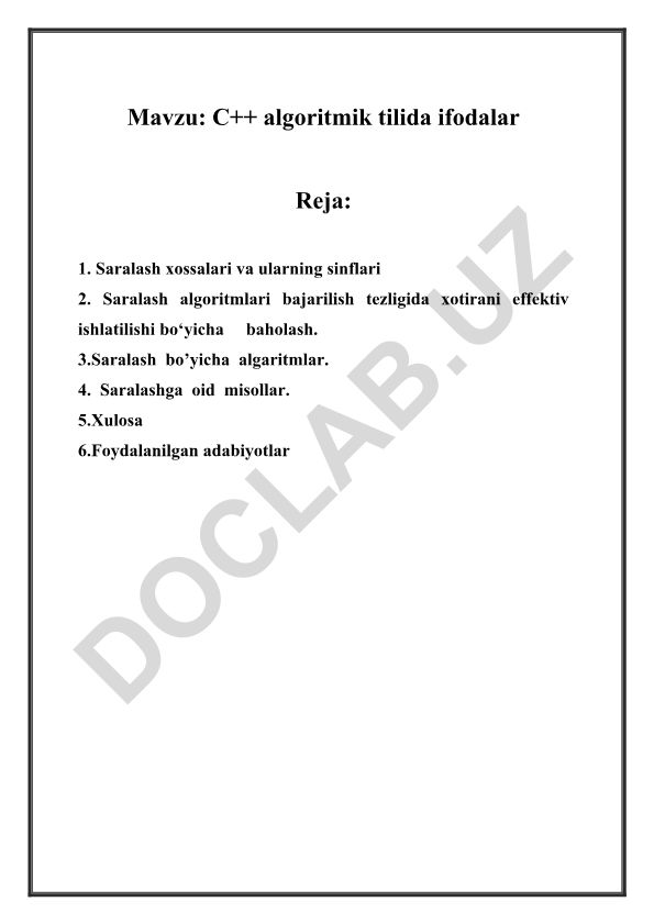 C++ algoritmik tilida ifodalar
