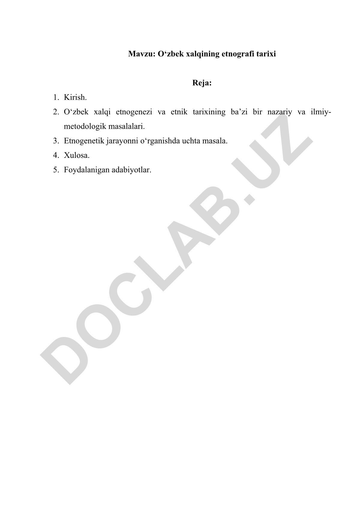 O‘zbek xalqining etnografi tarixi