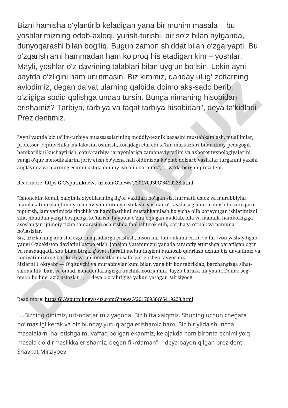 Yoshlarning odob-axloqi va tarbiya masalalari