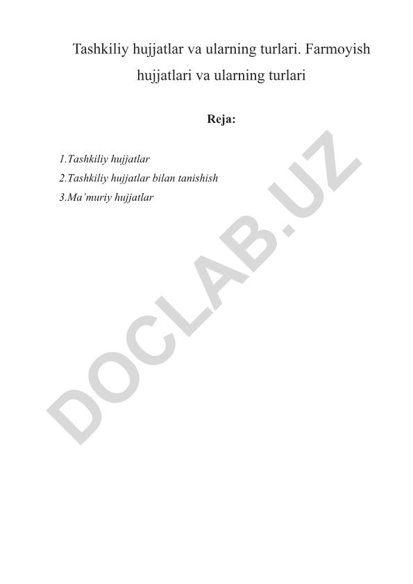 Tashkiliy hujjatlar va ularning turlari