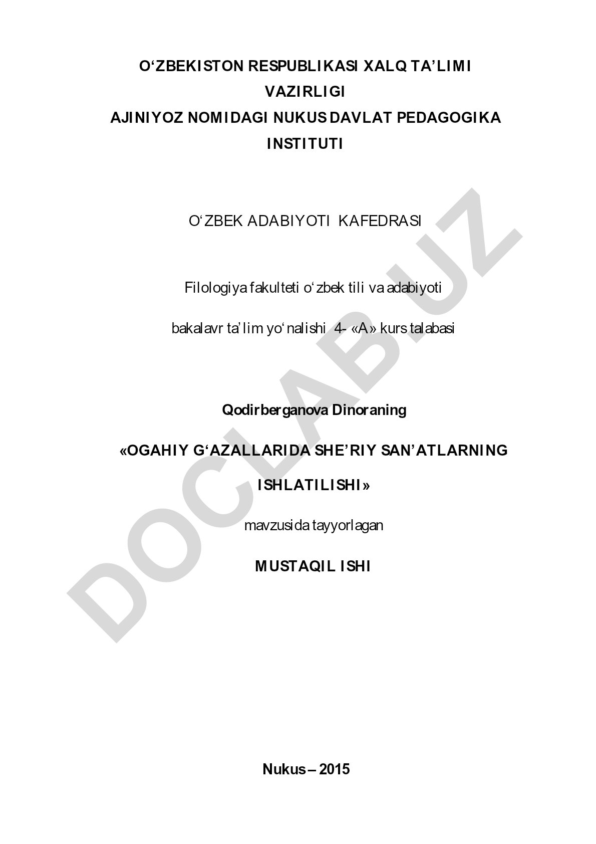 Ogahiy g'azallarida she'riy san'atlarning ishlatilishi