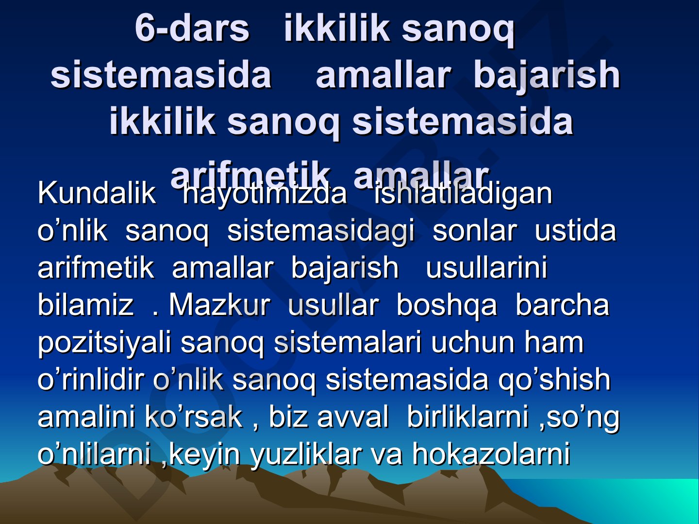 Ikkilik sanoq sistemasida arifmetik amallar