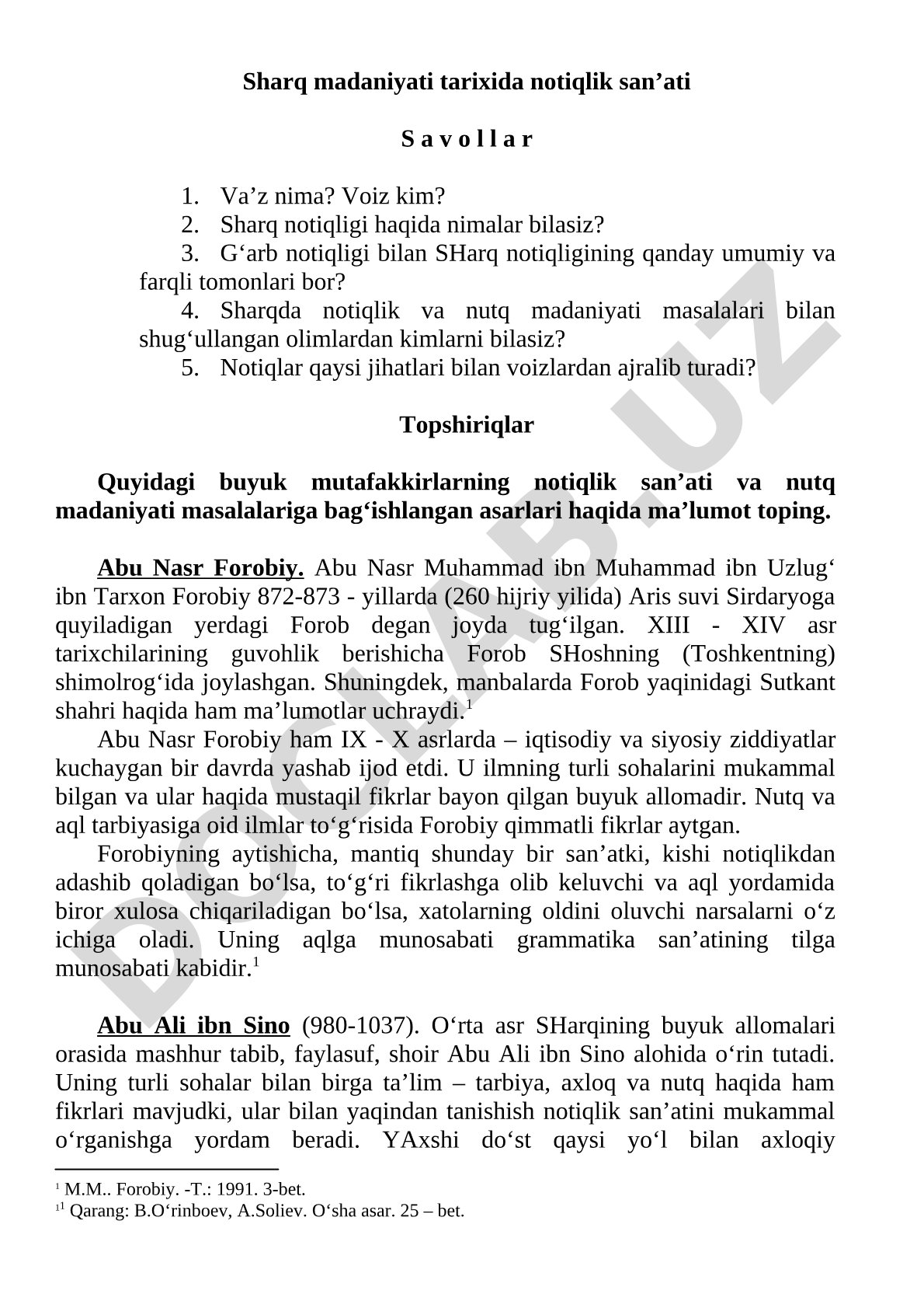 Sharq madaniyati tarixida notiqlik san'ati