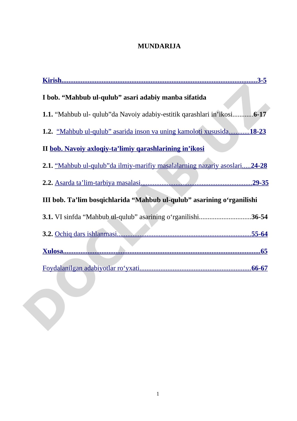 Alisher Navoiyning "Mahbub ul-qulub" asarining adabiy-estetik va ta'limiy ahamiyati