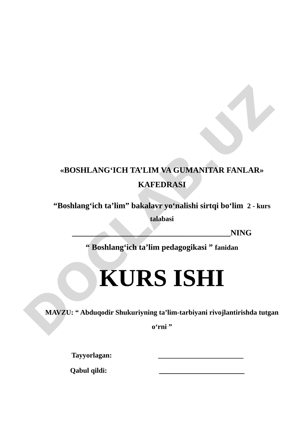 Abduqodir Shukuriyning ta’lim-tarbiyani rivojlantirishda tutgan o‘rni