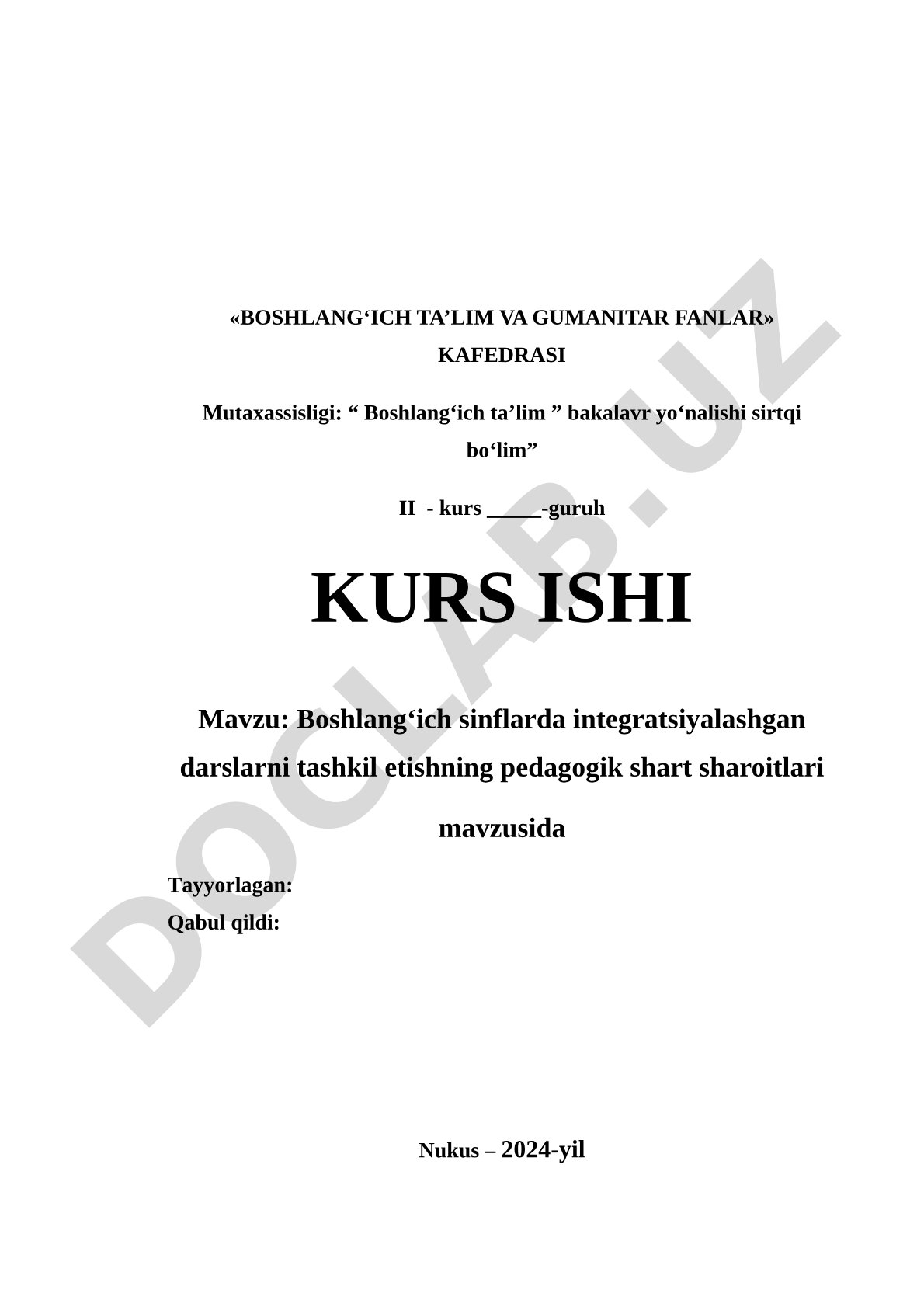 Boshlang‘ich sinflarda integratsiyalashgan darslarni tashkil etishning pedagogik shart sharoitlari