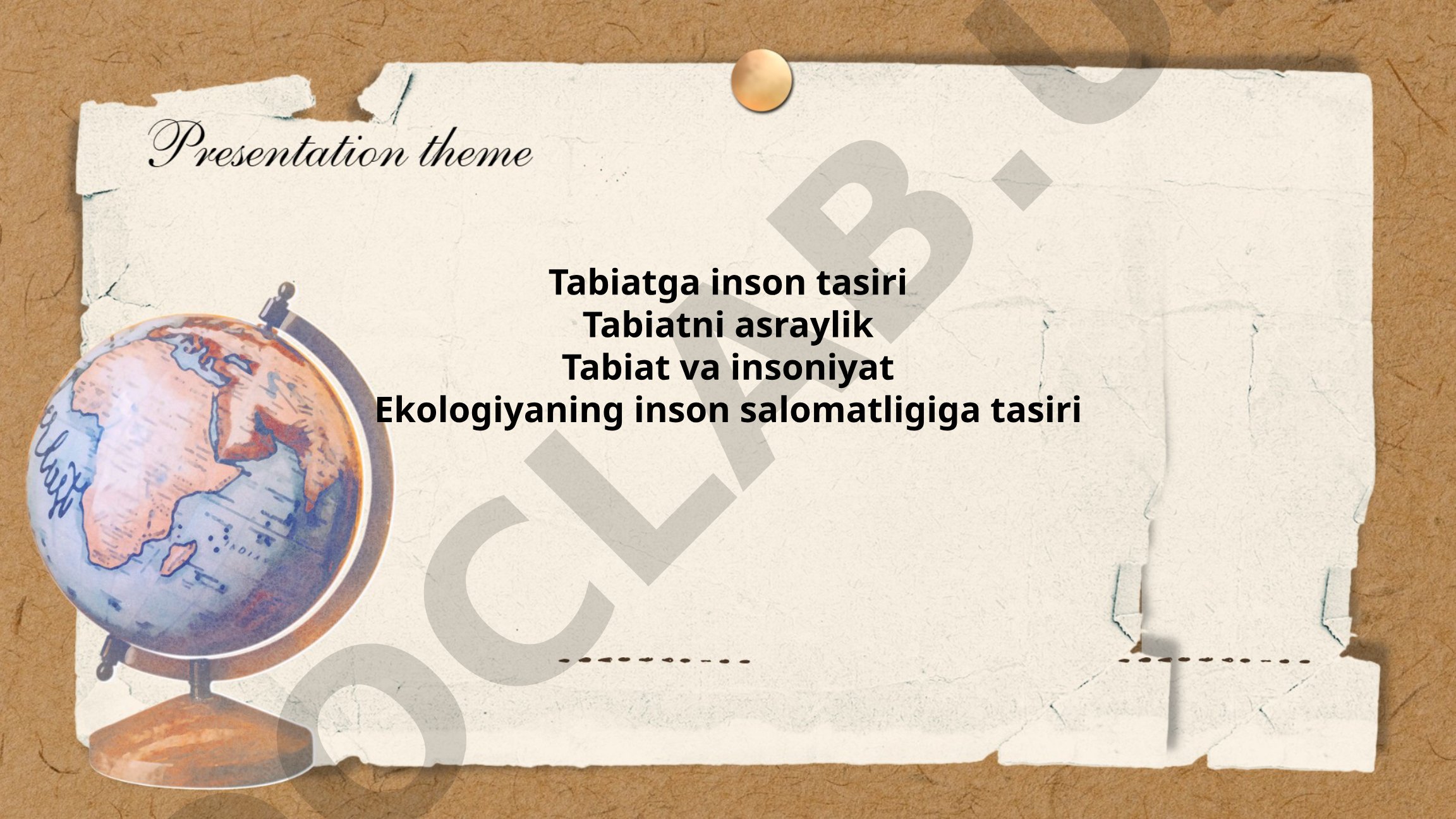 Tabiat va insonning o'zaro ta'siri