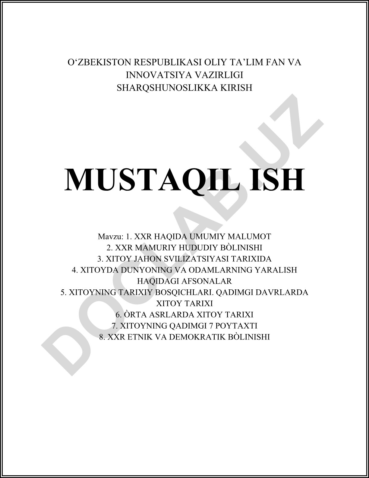 Xitoy Xalq Respublikasi haqida umumiy ma'lumot, ma'muriy hududiy bo'linishi va tarixi