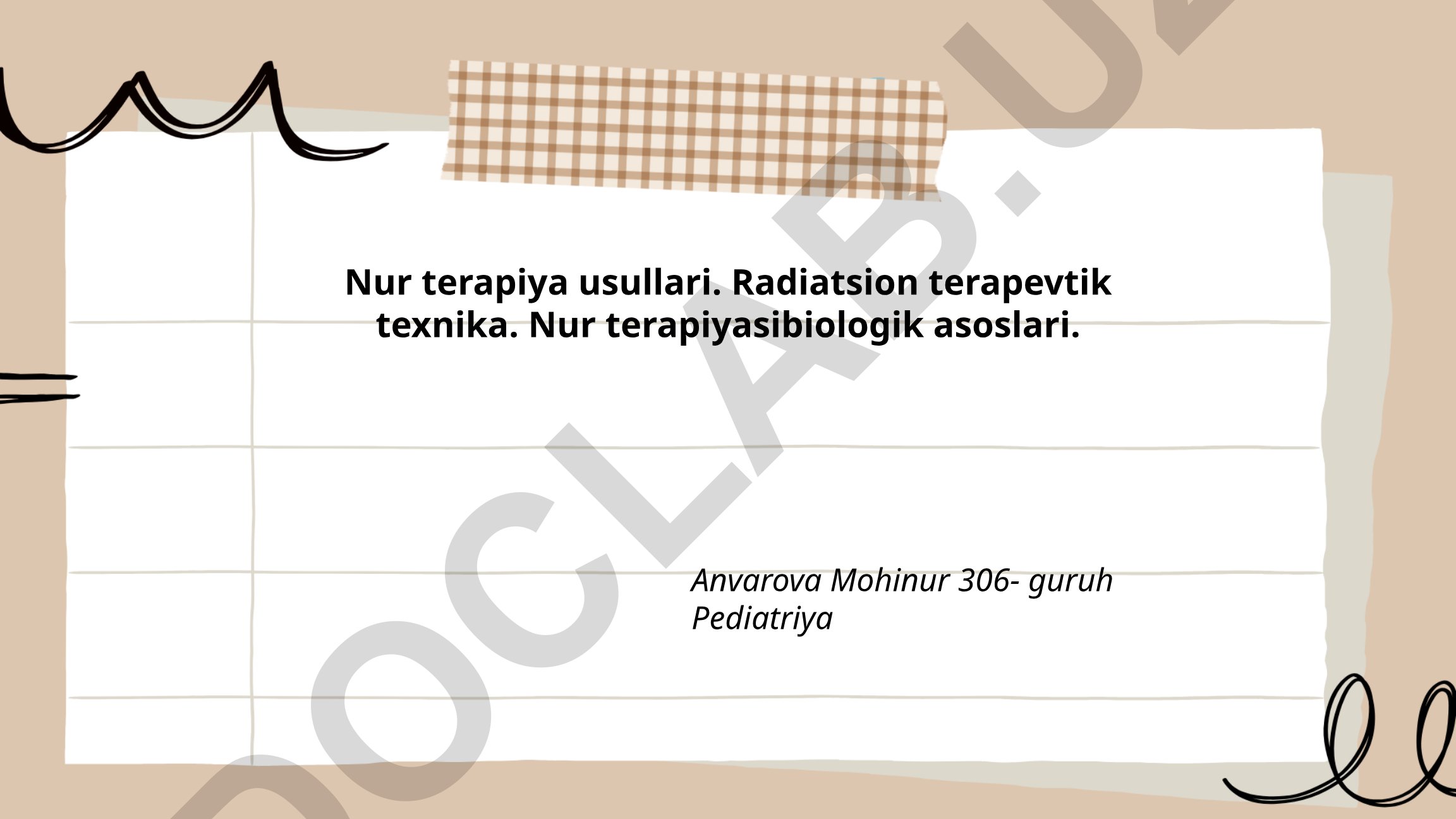Nur terapiya usullari va radiatsion terapevtik texnika