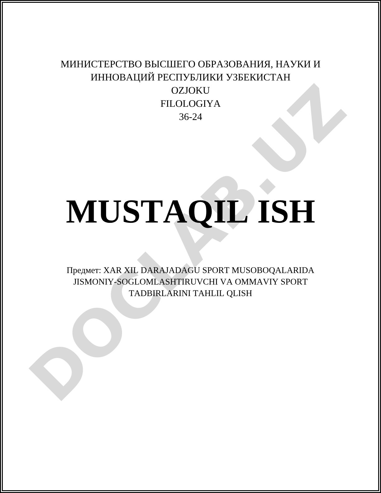 Xar xil darajadagi sport musoboqalarida jismoniy-sog'lomlashtiruvchi va ommaviy sport tadbirlarini tahlil qilish