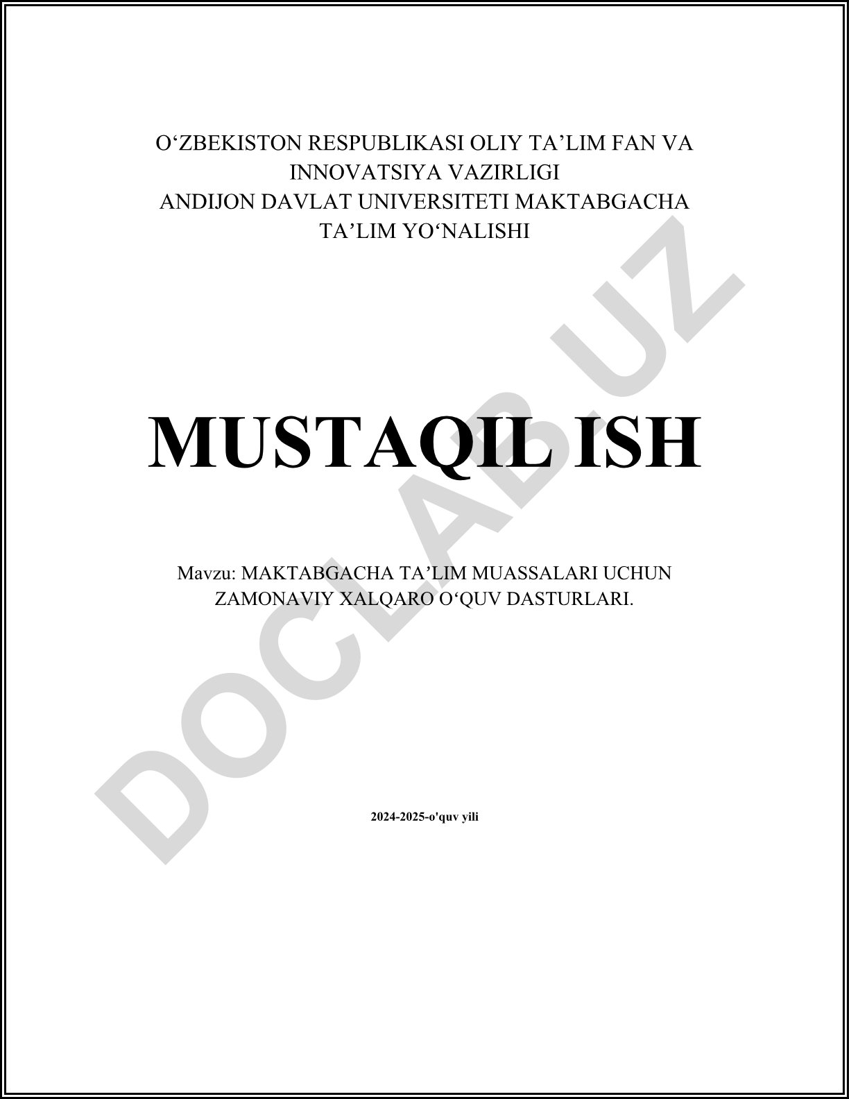 Maktabgacha ta'lim muassasalari uchun zamonaviy xalqaro o'quv dasturlari