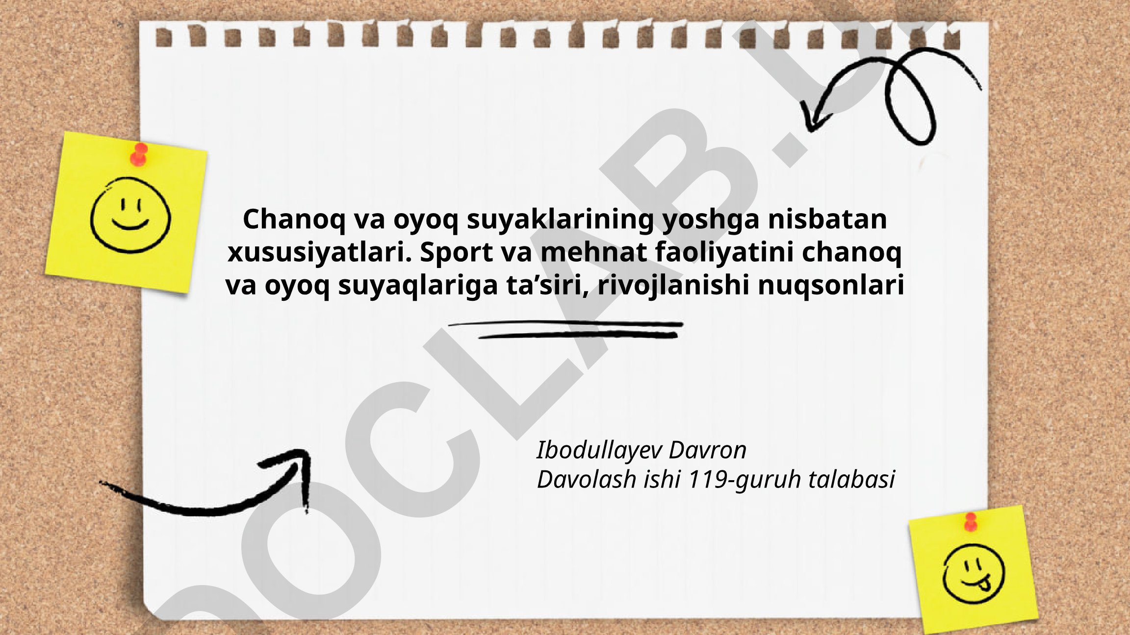 Chanoq va oyoq suyaklarining yoshga nisbatan xususiyatlari va ularga sport va mehnat ta'siri