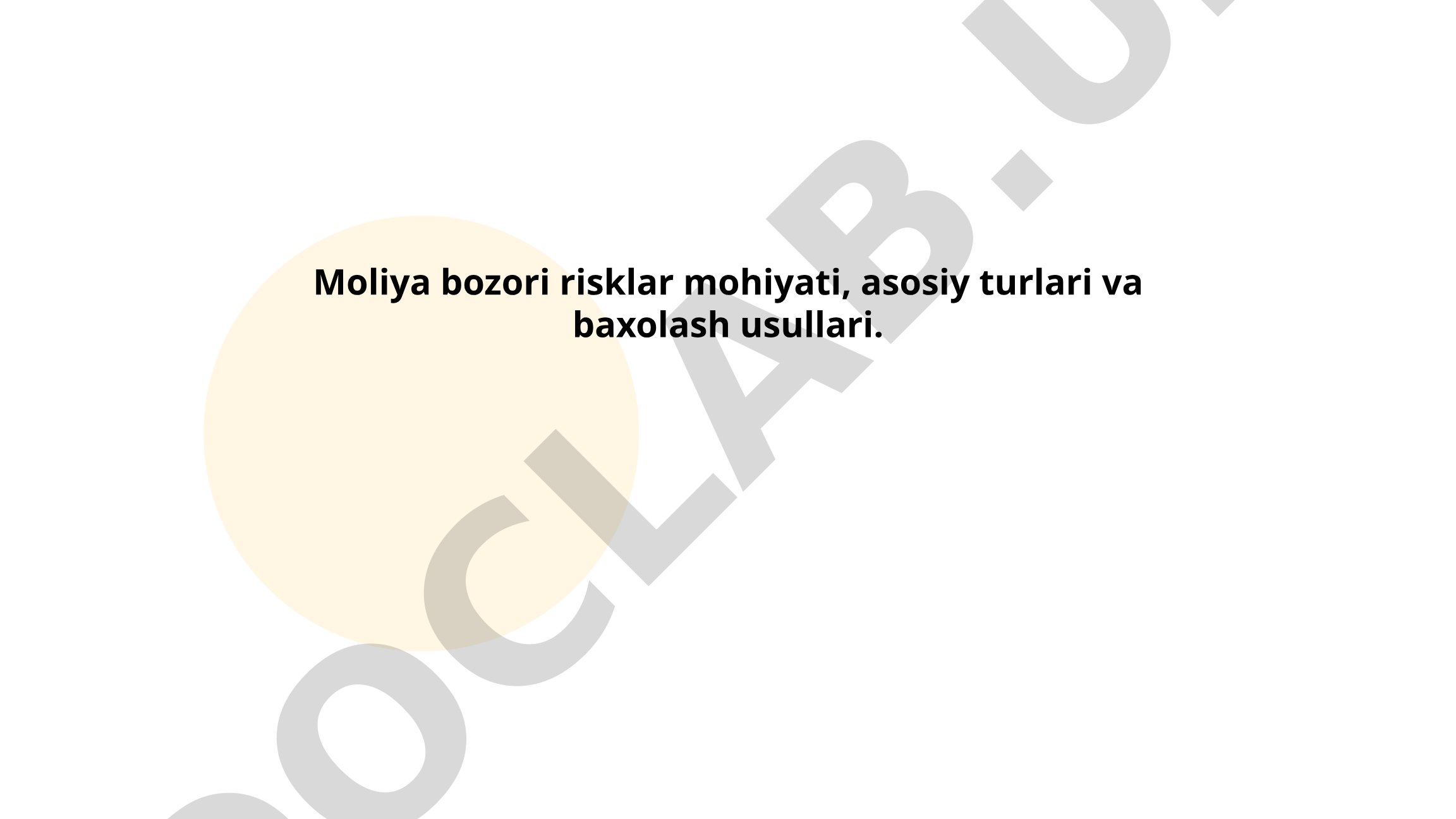 Moliya bozori risklar mohiyati, asosiy turlari va baxolash usullari