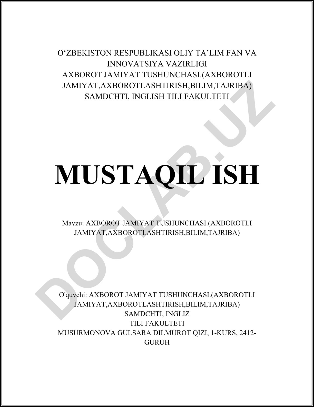Axborot jamiyat tushunchasi