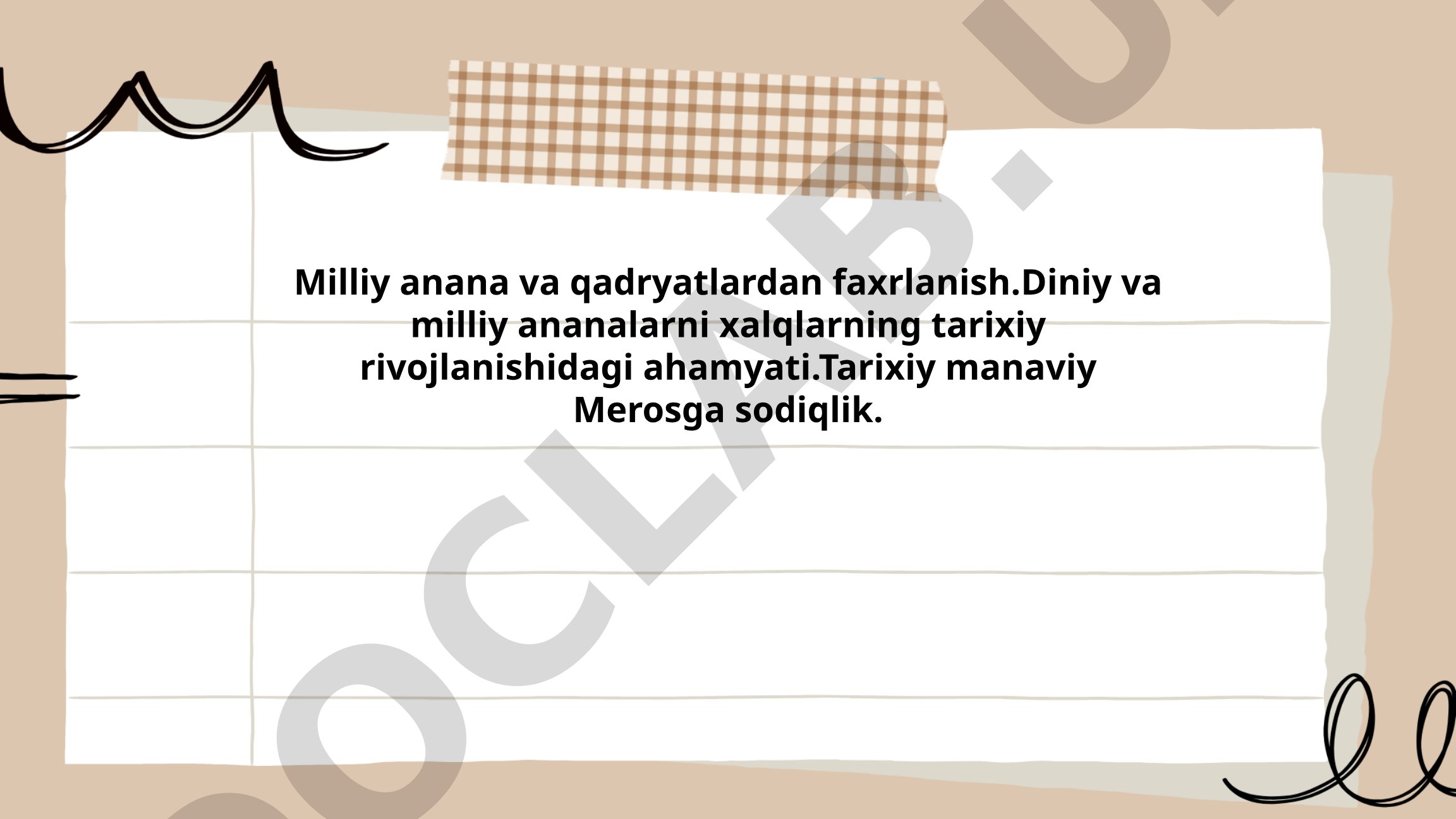 Milliy anana va qadryatlardan faxrlanish