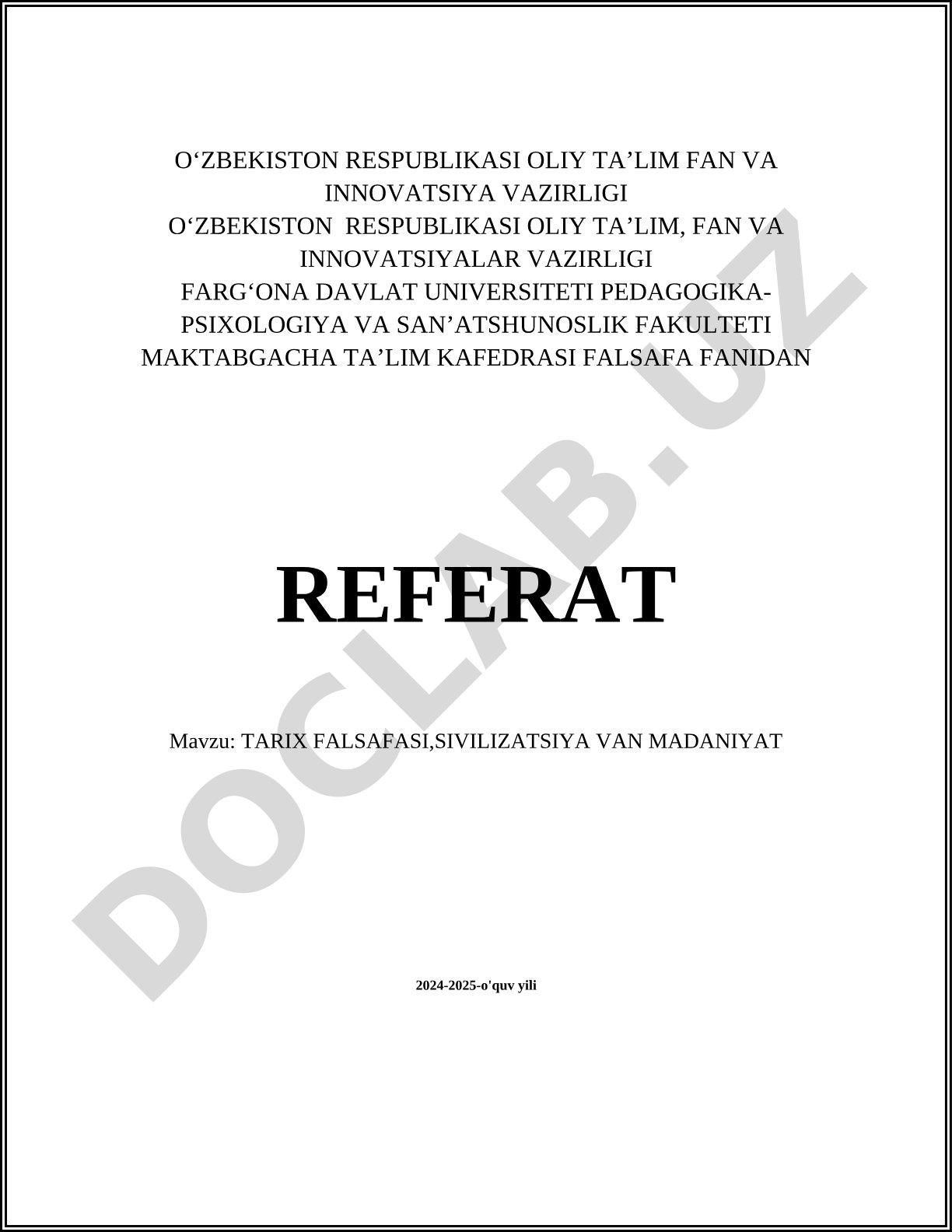 Tarix falsafasi, sivilizatsiya va madaniyat