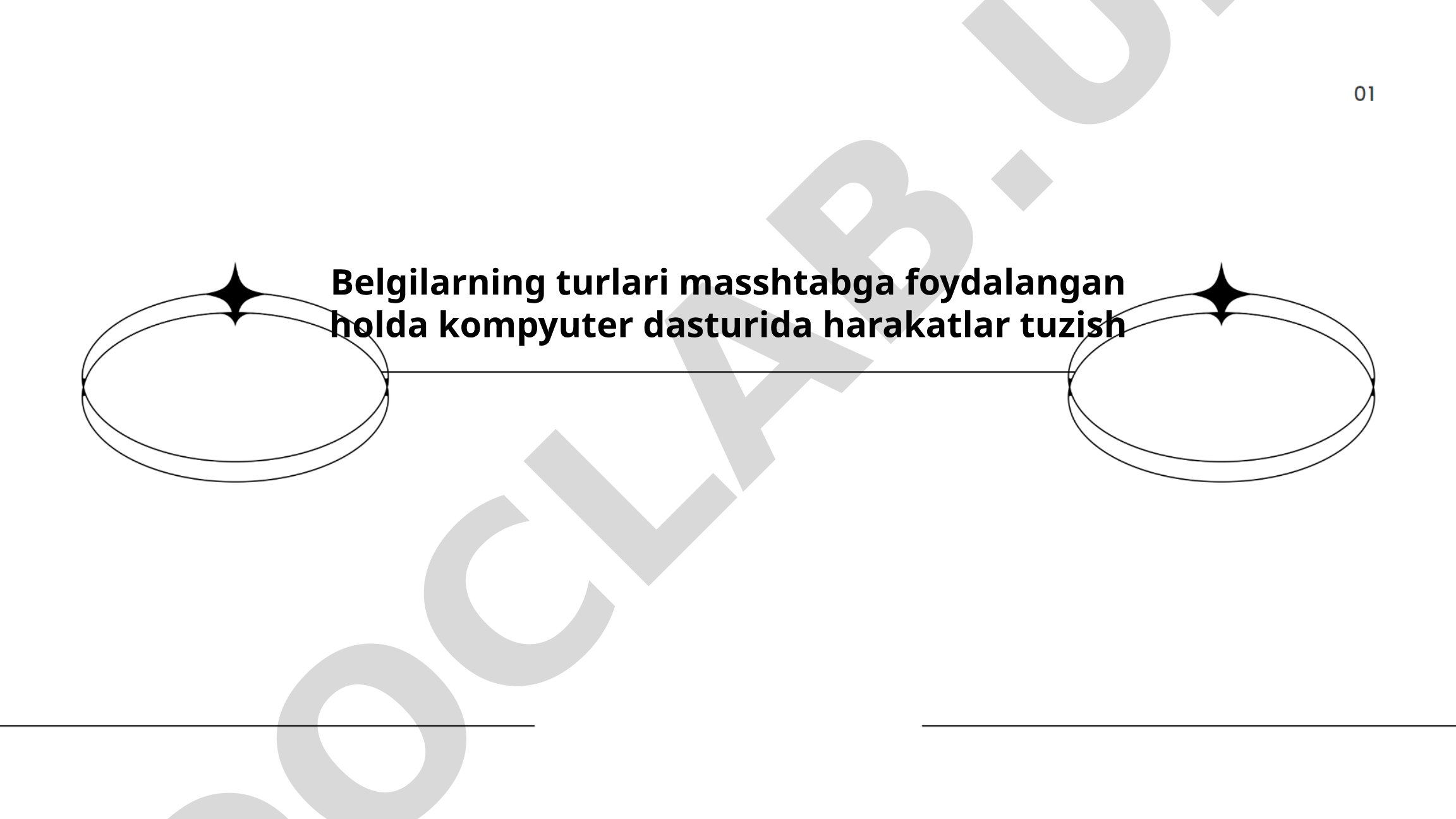 Belgilarning turlari masshtabga foydalangan holda kompyuter dasturida harakatlar tuzish