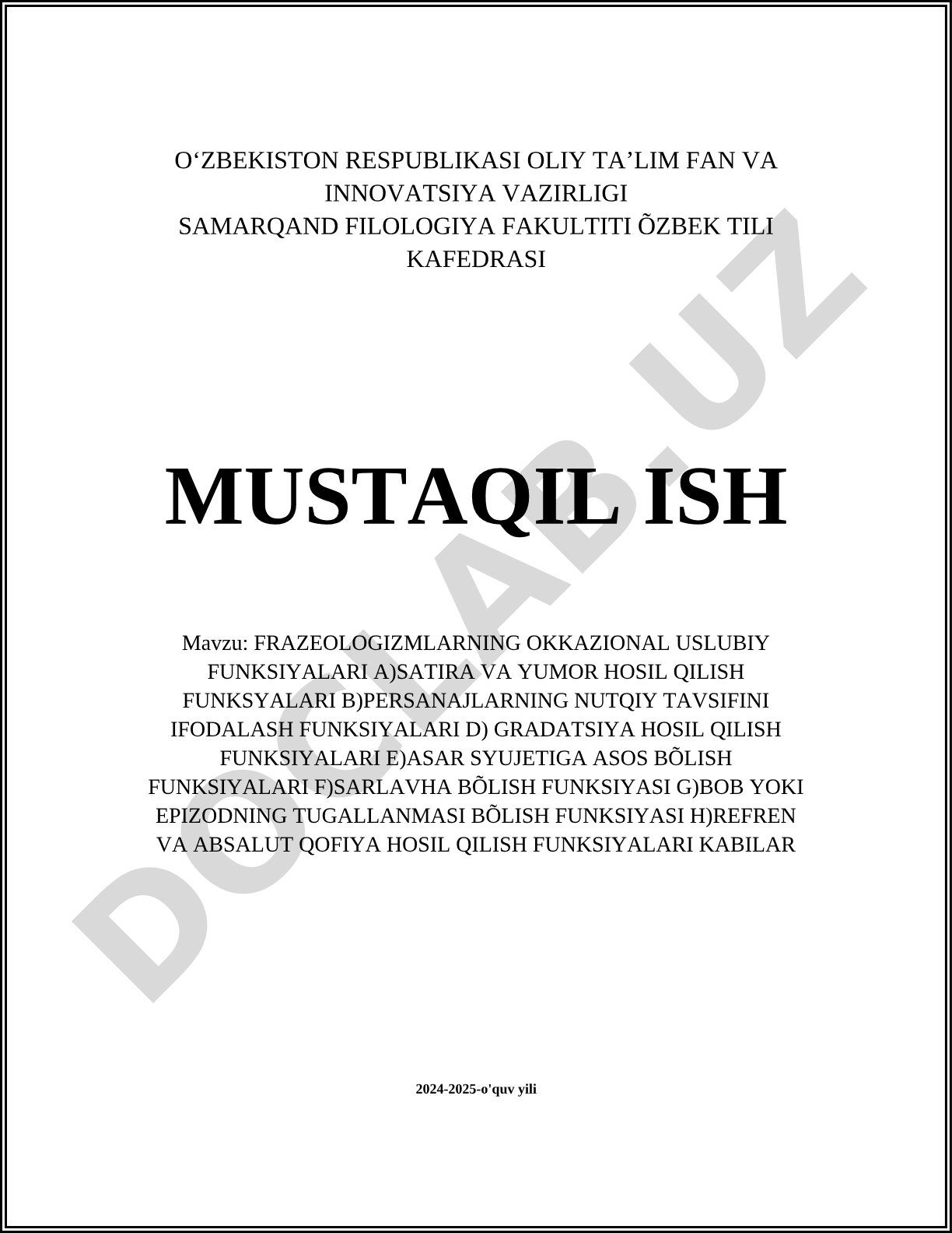 Frazeologizmlarning okkazional uslubiy funksiyalari