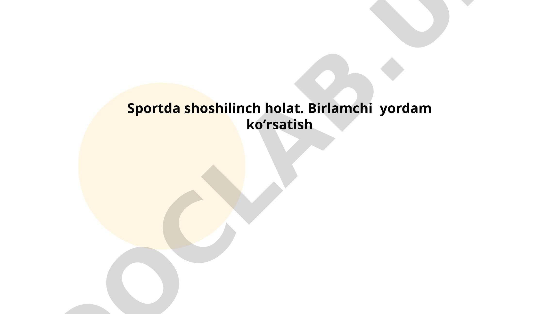 Sportda shoshilinch holatlar va birlamchi yordam ko'rsatish