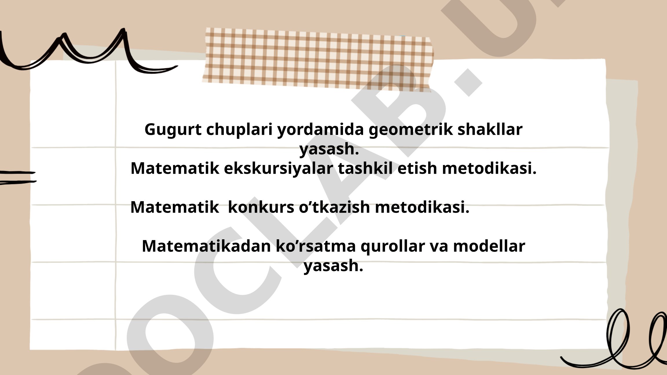 Gugurt cho'plari yordamida geometrik shakllar yasash
