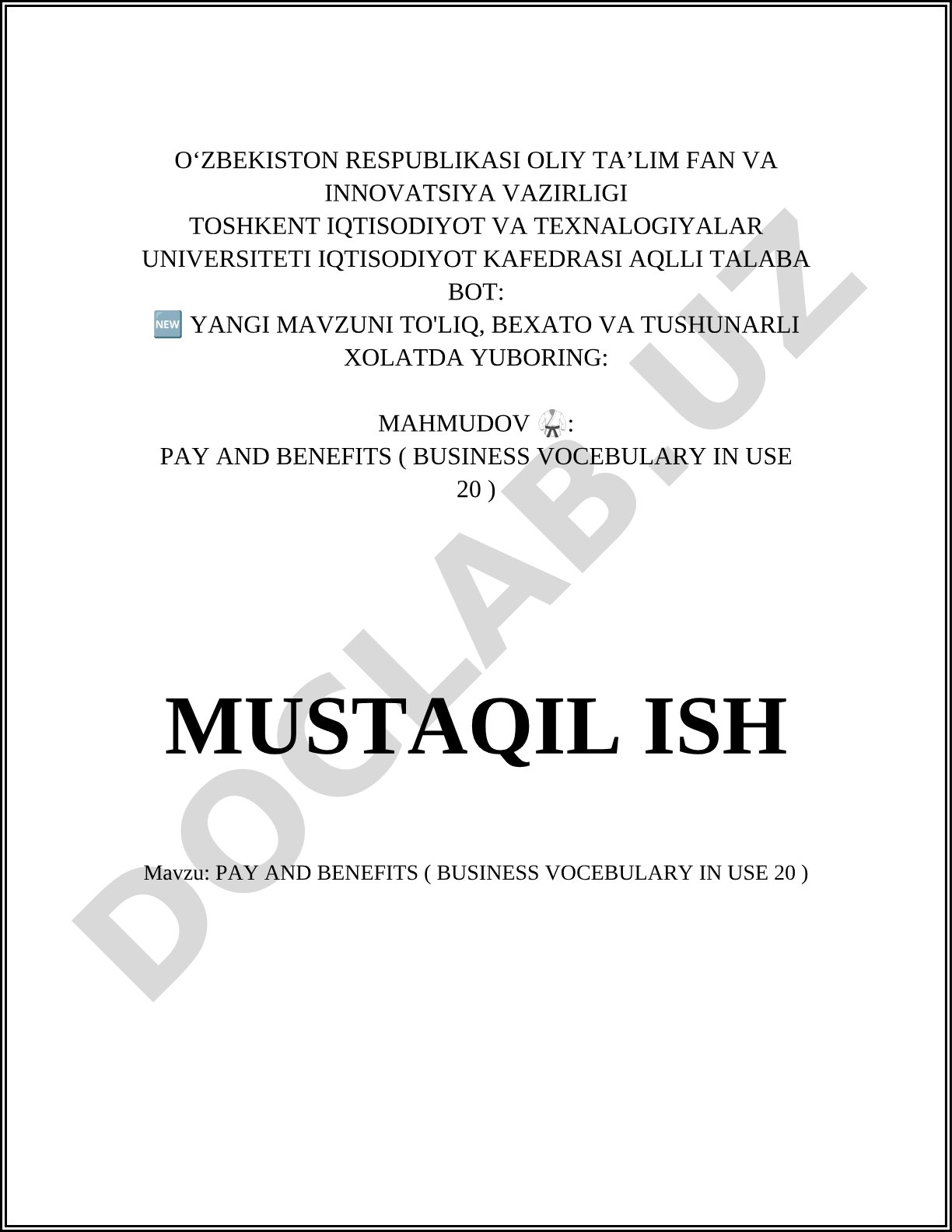 Pay and Benefits (Business Vocabulary in Use 20)