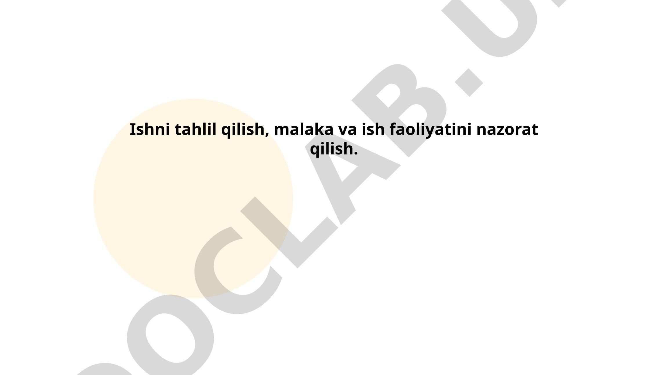 Ishni tahlil qilish, malaka va ish faoliyatini nazorat qilish